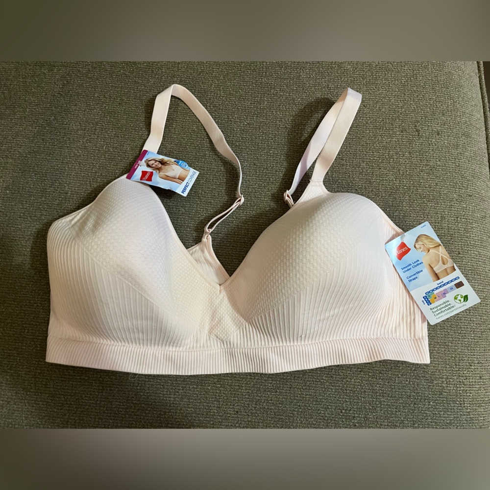 Hanes comfortfit flex full coverage ribbed bra blush 2xl